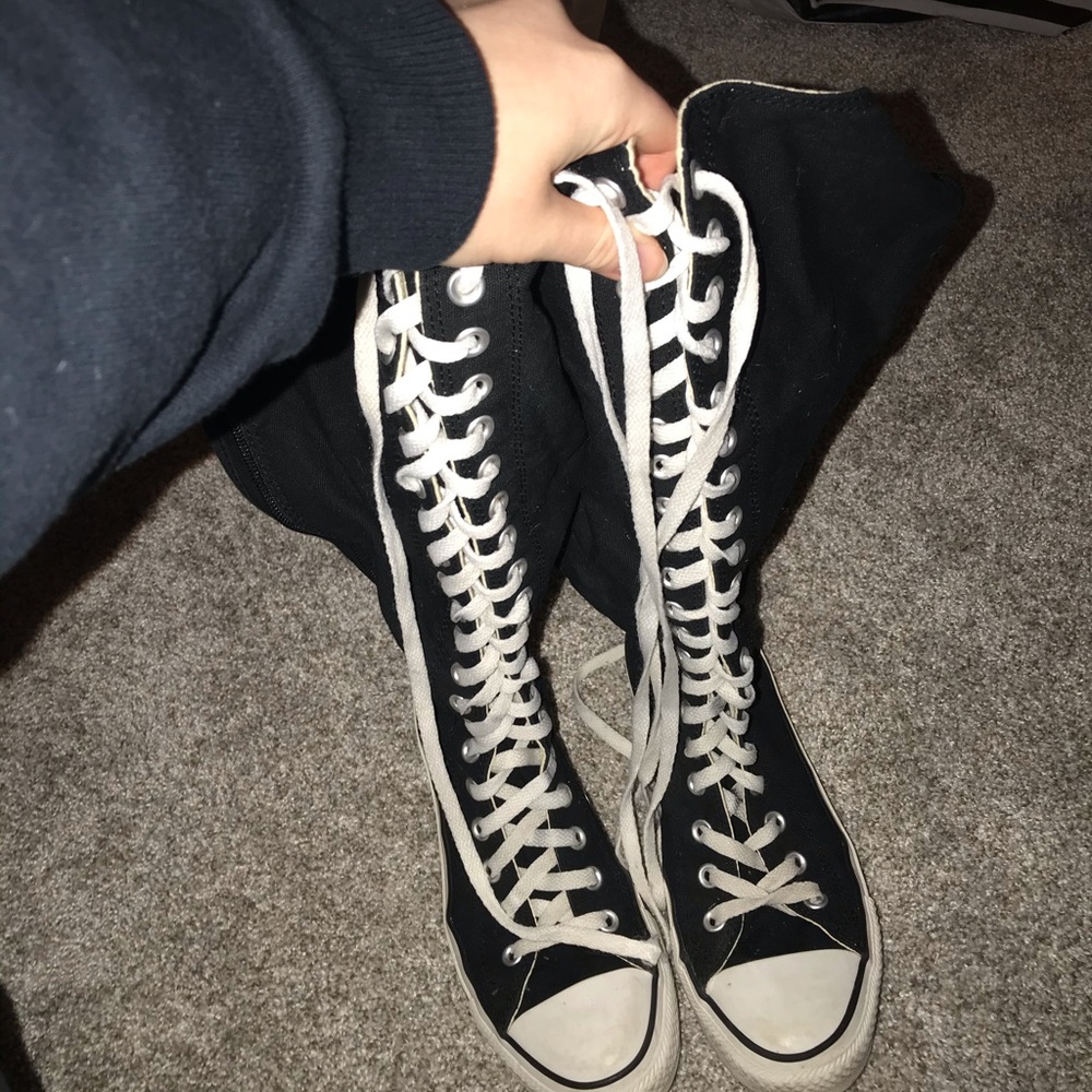 Knee high black converse